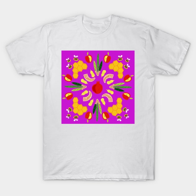 Yomim Noraim - magenta print T-Shirt by TillaCrowne